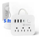 Regleta MBBS con 3 tomacorrientes AC, 4 puertos USB y USB-C, cable de 1.5 m, protección de 1200J