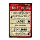 Regras de banheiro engraçadas retrô Tin Sign para banheiro ou bar 20x30cm