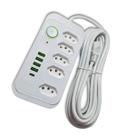 Régua de Energia com 5 Tomadas, 4 Portas USB e 1 USBC, Filtro de Linha, Cabo de 5 Metros, Suporte a 110220V, Ideal para Casa e Escritório