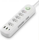 Régua de energia com 5 tomadas + USB + Tipo-C Cabo 2m Filtro de Linha Bivolt automático Ideal para home office, Régua de energia com 5 tomadas + USB + Tipo-C Cabo 2m Filtro de Linha Bivolt automático Ideal para home office,