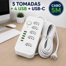 Régua de Energia / Filtro de Linha 5 Tomadas 4 USB 1 USBC, Cabo 5 Metros, Bivolt Automático 110V/220V, Ideal para Casa e Escritório Régua de Energia / Filtro de Linha 5 Tomadas 4 USB 1 USBC, Cabo 5 Metros, Bivolt Automático 110V/220V, Ideal para Casa e Escritório