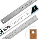 Régua de metal NOKKO 45 cm com suporte de cortiça em aço inoxidável, pacote com 2 unidades
