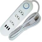 Régua Elétrica 3 Tomadas com USB Bilvolt Transparente Para Computador Entrega Rápida