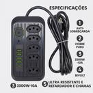 Régua Extensão Elétrica 5 Tomadas 4 USB Type-C 2m Bivolt com Cabo 2 Metros - Envio Rápido