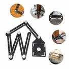 Régua Gabarito Universal Multi Ângulo Esquadro Ajustável Medidora Liga de Alumínio com 6 Dobras Ferramenta Cerâmica Pisos Azulejos Furo Porcelanato