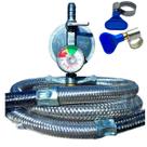 Regulador Click Pro Turbo Visor Mangueira Malha Aço 1 Metro