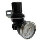 Regulador de Pressão de Ar Mini 1/4" Preto com Manômetro