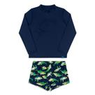 Rei Rex Conjunto Camiseta Malha e Sunga Protecao Uv+ Marinho