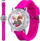 Relógio Accutime Frozen Elsa Anna, pulseira de silicone rosa LCD