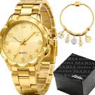 relogio aco inox feminino + caixa + pulseira garantia delicado social pingente inoxidável banhado casual dourado strass
