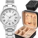 Relogio Aco Prata Feminino + Colar Pulseira social presente qualidade premium casual inoxidavel original anel