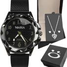 Relogio Aço Preto Feminino + Colar Brinco Coração + Caixa inoxidável original qualidade premium resistente presente