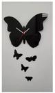 Relógio Acrílico Preto Decorativo Escritório Borboleta Sala