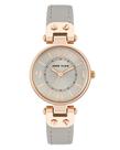 Relógio Anne Klein 10/9442RGTP com pulseira de couro feminina cinza