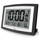 Relógio atômico de parede grande com display de temperatura e umidade