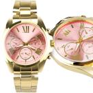 Relogio banhado aço prova dagua qualidade premium feminino resistente presente rosa social casual dourado original