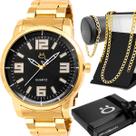 relogio banhado masculino aço + caixa + cordao + pulseira social original inoxidável grumet robusto presente ponteiro relogio banhado masculino aço + caixa + cordao + pulseira social original inoxidável grumet robusto presente ponteiro