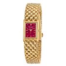 Relógio BERNY 2166L dourado em aço inoxidável com mostrador vermelho 3ATM