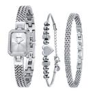 Relógio BERNY Silver para mulheres com conjunto de pulseiras Quartz Dainty