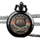 Relógio Bolso Rota 66 Metal Corrente Analógico Estojo Quartz