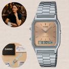 Relógio Casio Anadigi Vintage Prata AQ-230A-4AMQYDF Hora Dual Digital Analógico Alarme Cronômetro Resistência à Água Pulseira Inox Relógio Casio Anadigi Vintage Prata AQ-230A-4AMQYDF Hora Dual Digital Analógico Alarme Cronômetro Resistência à Água Pulseira Inox