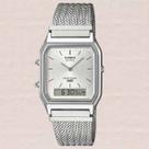 Relógio Casio AQ-230EM-7ADF Vintage Pulseira Malha Aço