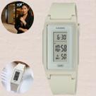 Relógio Casio Feminino Digital Branco LF-10WH-8DF Resina Sustentável Minimalista Resistente À Água 5ATM