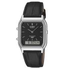 Relógio casio masculino retangular couro aq-230el-1adf