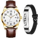 Relógio Casual Olevs Gold + Pulseira Masculino Silicone Kit