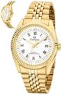 Relogio champion analo branco metal dourado ch22859h