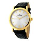 Relogio champion analogico prata couro preto ch22699m cor:preto
