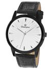 Relogio champion analogico prata couro preto cn20588m