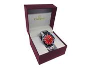 Relógio Champion Casual Masculino Prata Analógico Fundo Vermelho CA31355V