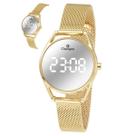 Relogio champion digital led branco metal dourado ch48206b cor:dourado