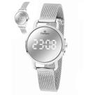 RELOGIO CHAMPION DIGITAL LED BRANCO METAL PRATA CH48199Q cor:PRATA
