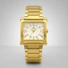 Relógio Champion Dourado Feminino Quadrado Analógico fundo branco modelo Cn26877h Original