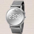 Relógio Champion Feminino Digital CH40179S Prata Espelhado Pulseira Mesh Aço Inox