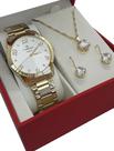Relógio Champion Feminino Dourado CN26108W Kit Colar Brinco