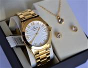 Relogio champion feminino dourado numeros cn26564w + kit semi joia
