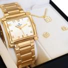 Relógio Champion Feminino Dourado Quadrado CN26582H