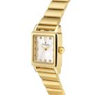 Relogio Champion Feminino dourado quadrado pequeno analogico banhado folheado com strass CF24135H