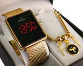 Relógio Champion Feminino Original Novo Dourado Led Vermelho CH40080V