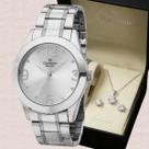 Relógio Champion Feminino Prata CH24268B Kit Colar e Brinco Relógio Champion Feminino Prata CH24268B Kit Colar e Brinco