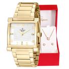 Relógio Champion Feminino Quadrado Dourado CN25369W + Colar e Brincos Relógio Champion Feminino Quadrado Dourado CN25369W + Colar e Brincos