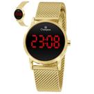 Relógio Champion Feminino Ref: Ch48162v Led Mesh Dourado