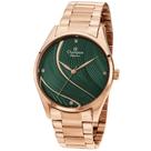Relógio CHAMPION feminino rosê strass verde CN24655G