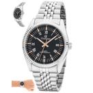Relogio champion masculino preto aço prata ch22859t cor:prata