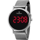 Relógio Champion Prata Led Vermelho Feminino CH40179T
