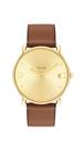 Relógio Coach Elliot feminino elegante dourado com pulseira de couro