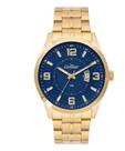 Relógio Condor Masculino Dourado Fundo Azul